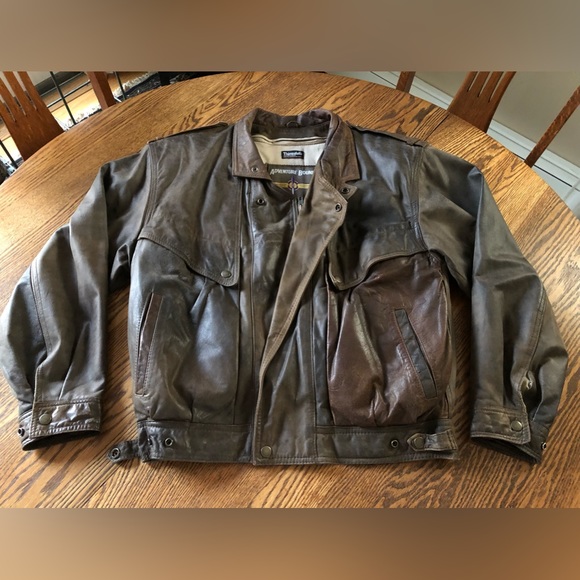 Adventure Bound 100% Leather Bomber Jacket, Small Oversized - Brown - Picture 5 of 9